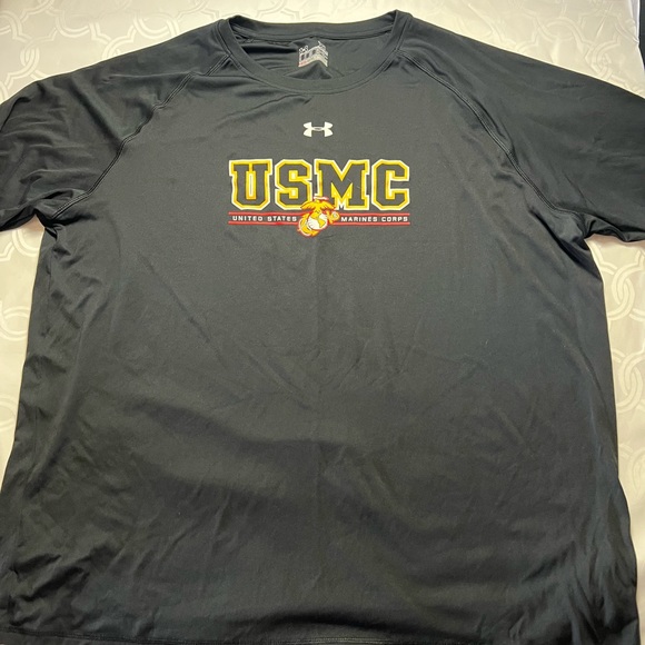 Under Armour Shirts Usmc Shirt Men Large Black Short Sleeve Heat